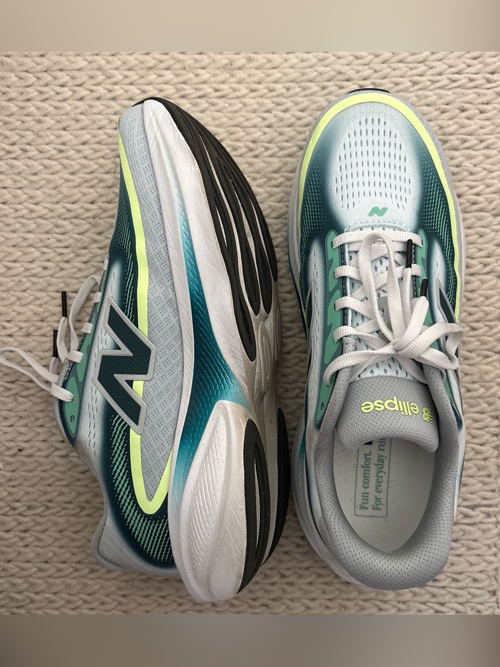New Balance Ellipse Teal, Gray & Neon Yellow Running Sneakers